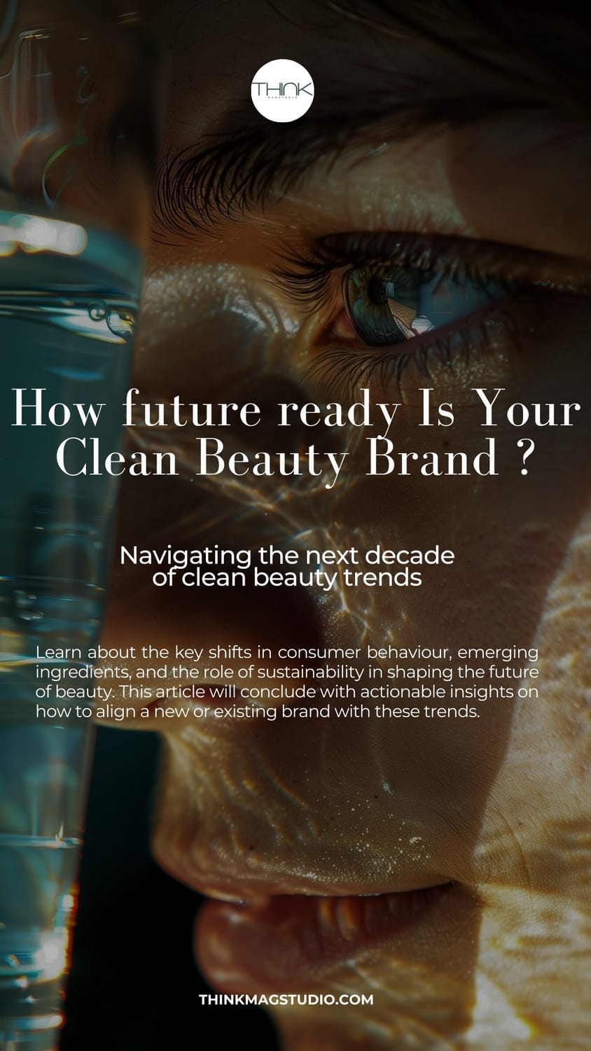 A close-up of a face with a glass of water in the foreground, creating light refractions on the skin.