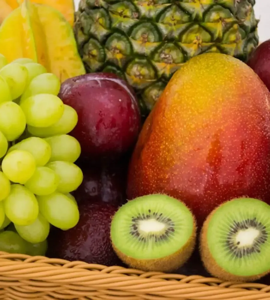 Fresh mixed fruit basket supporting natural detoxification and healing.