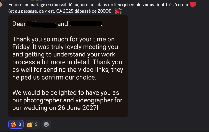 Message d'une membre du Mastermind