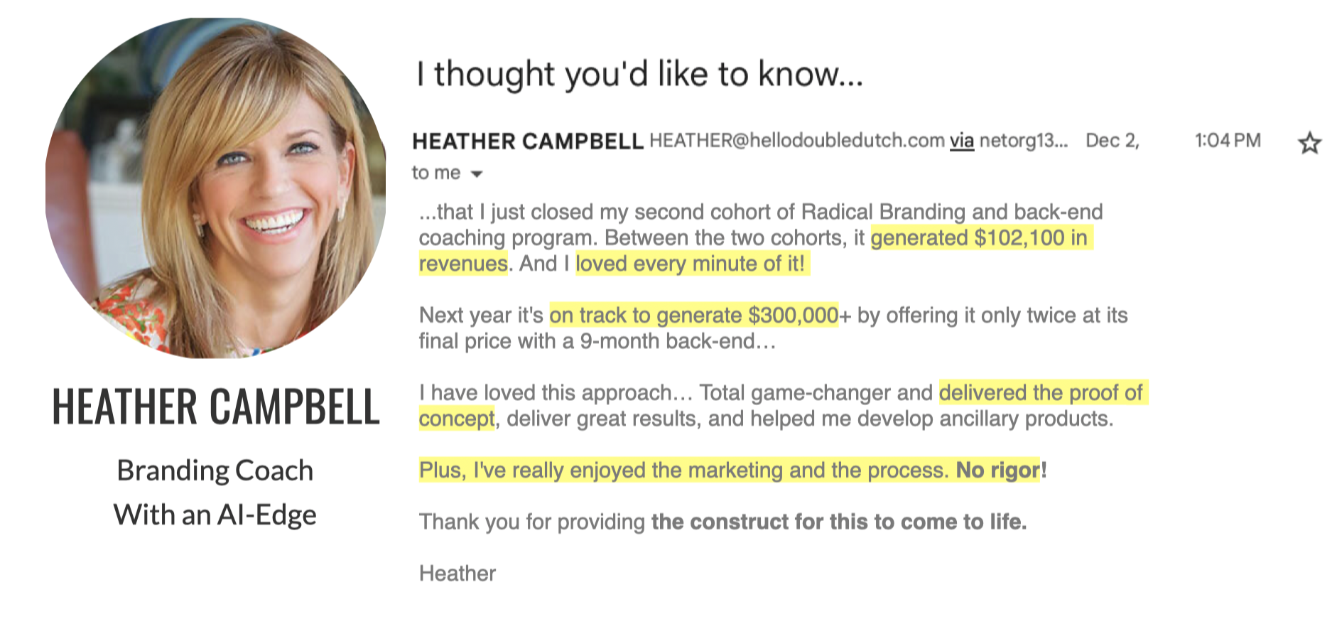 Heather Campbell Testimonial