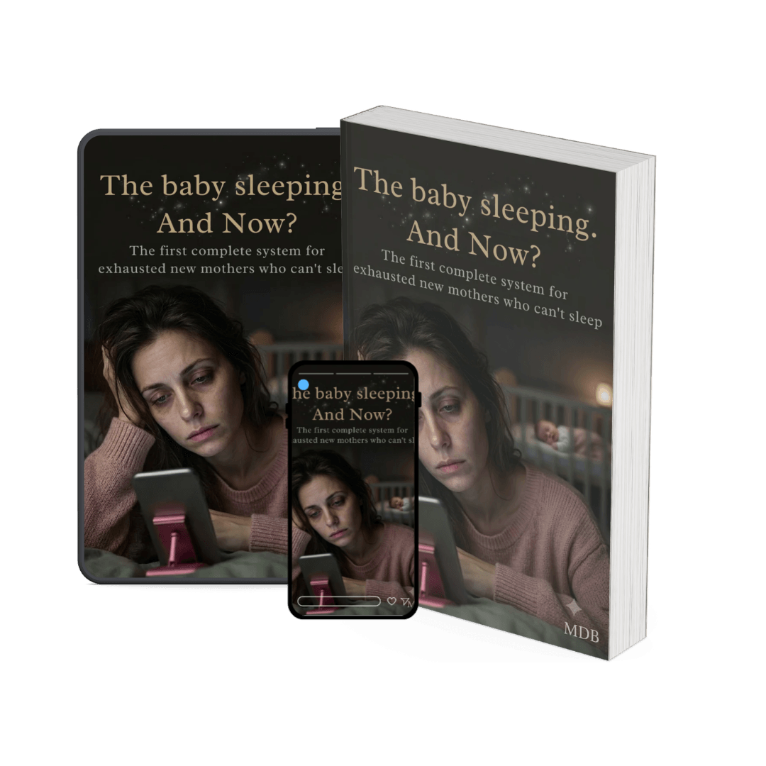 Exhausted new mother lying awake at night