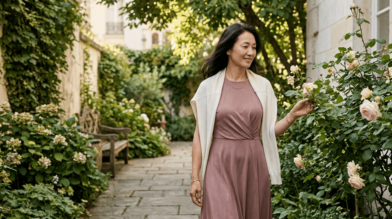 A peaceful woman reconnecting with her worth, softness and peace