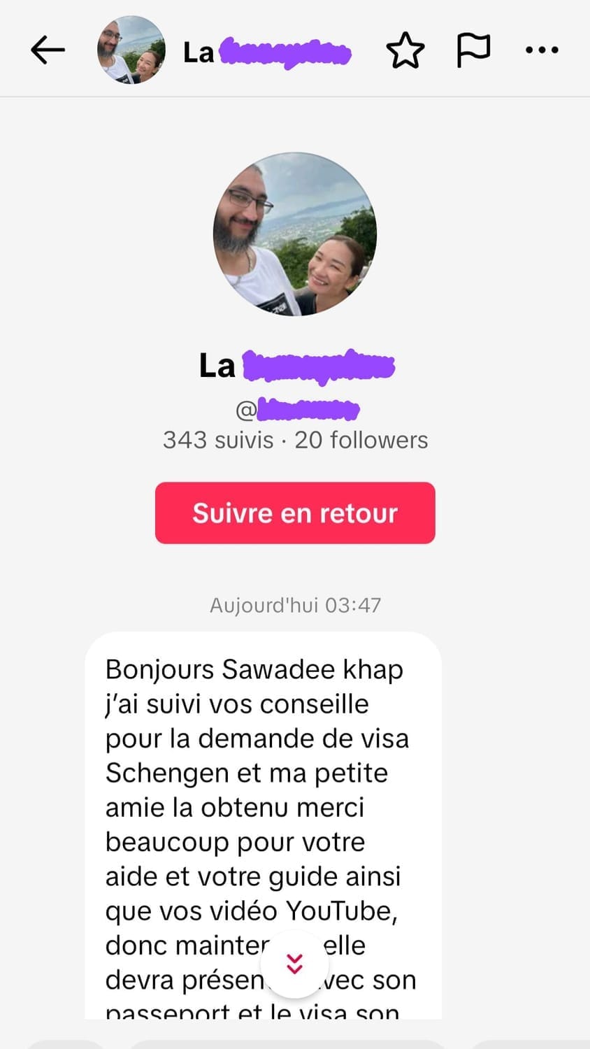 Conversation — visa accepté — Khon Kaen → Lille (Nok, 27 ans)