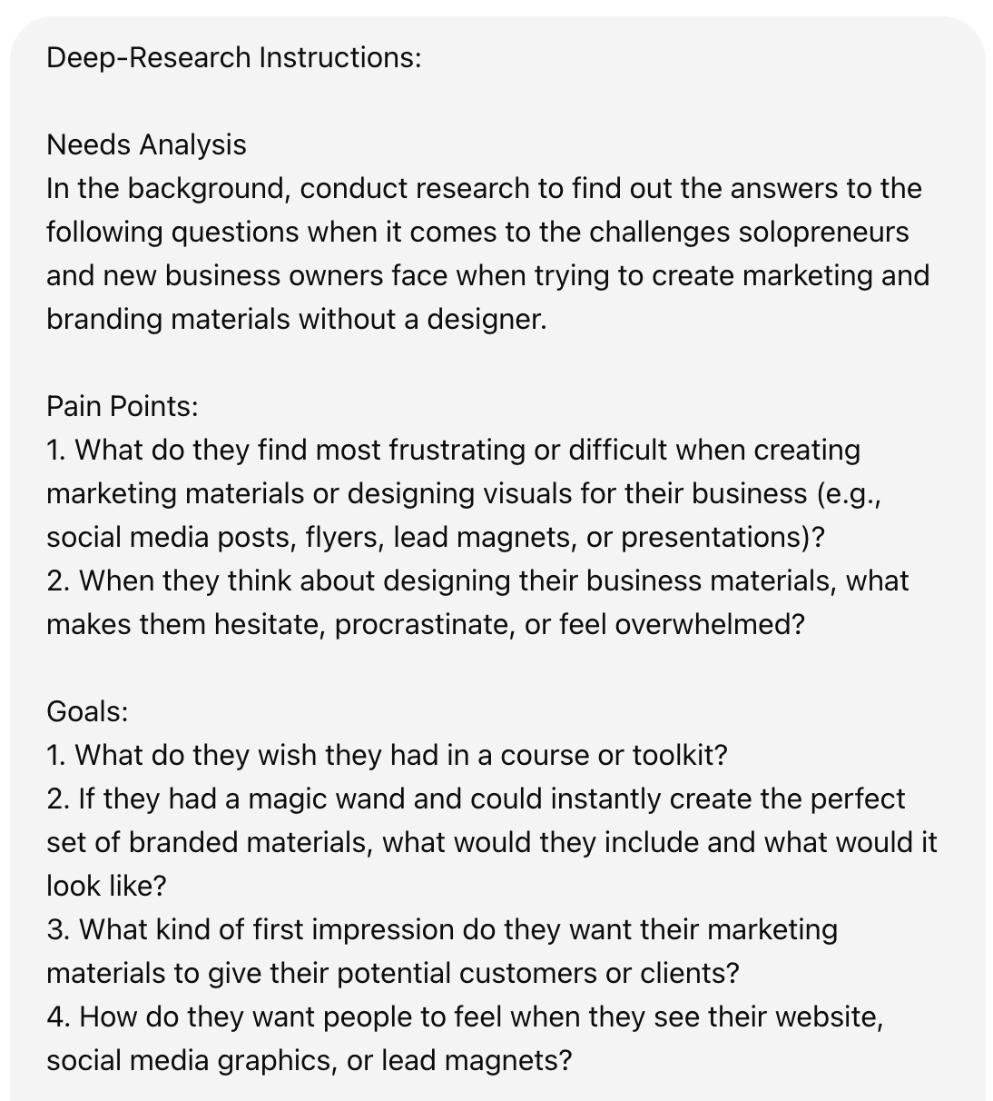 Screenshot of ChatGPT Deep Research Instructions