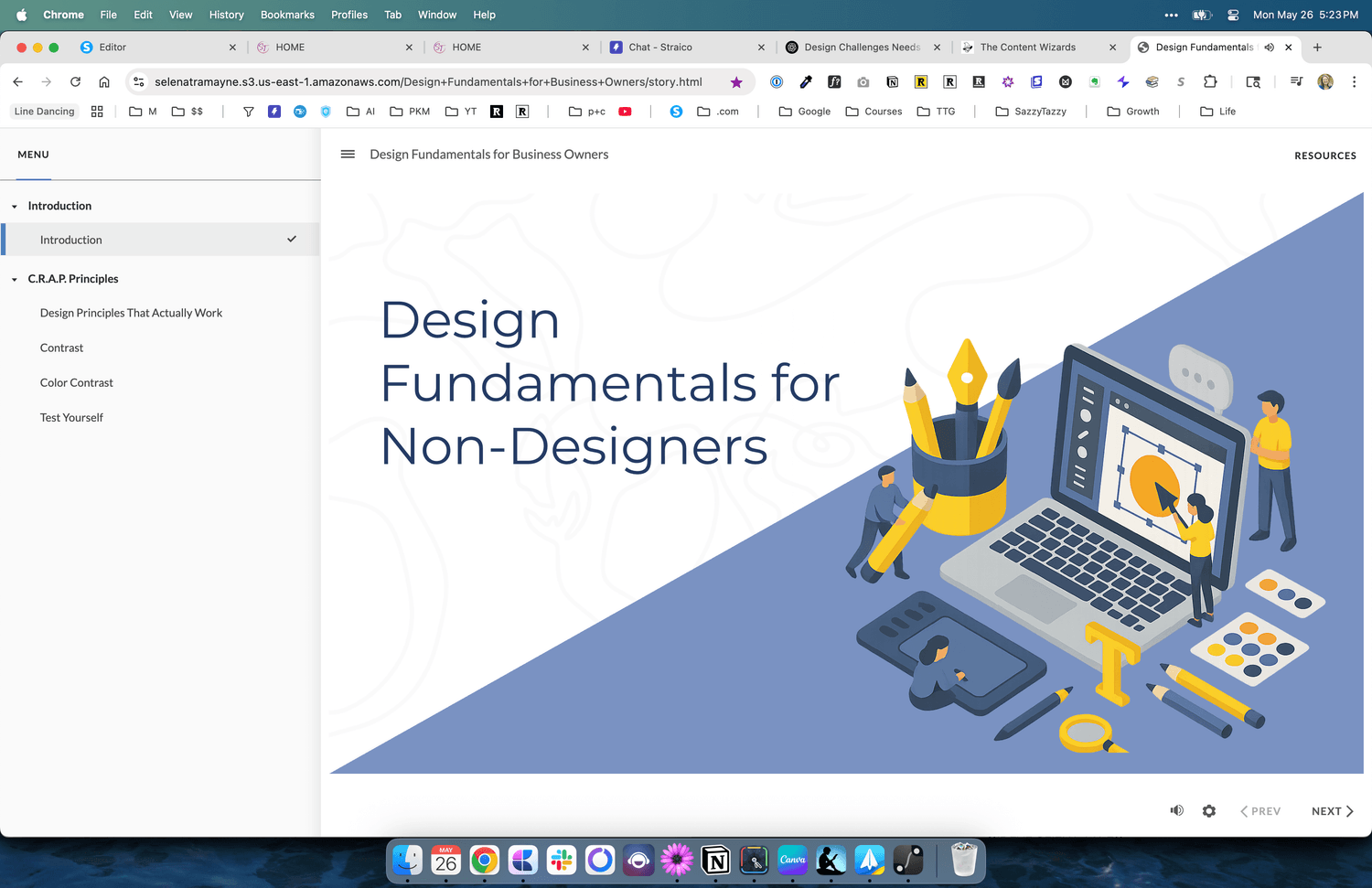 Screenshot of top of Rise 360 training