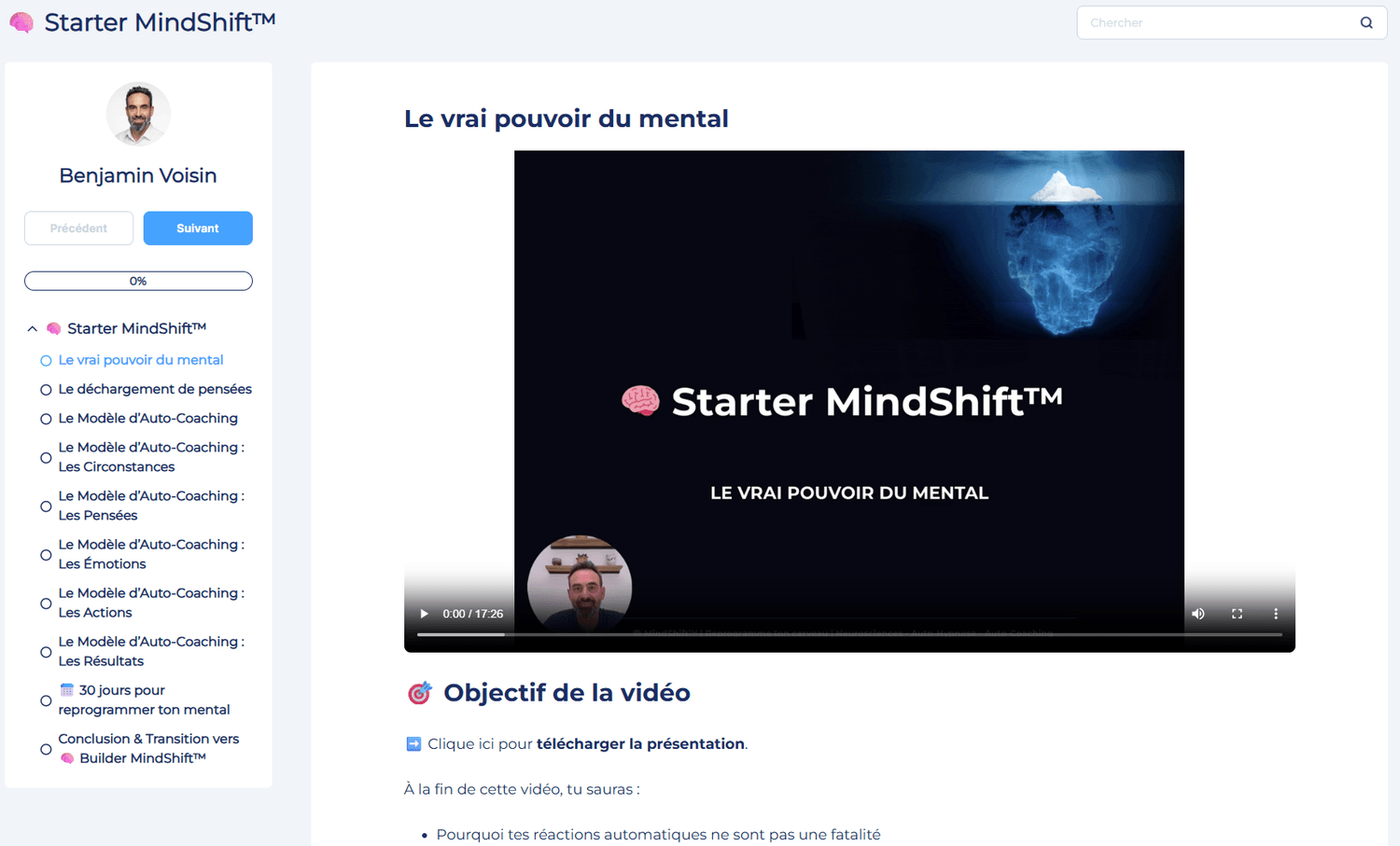 Aperçu du programme Starter MindShift