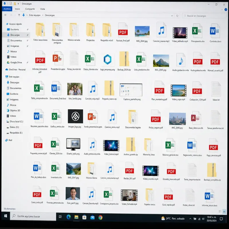 Antes con archivos desordenados