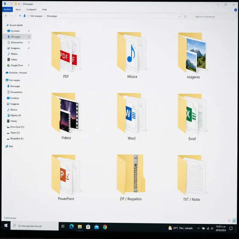 Después de organizar archivos con Carpetyx