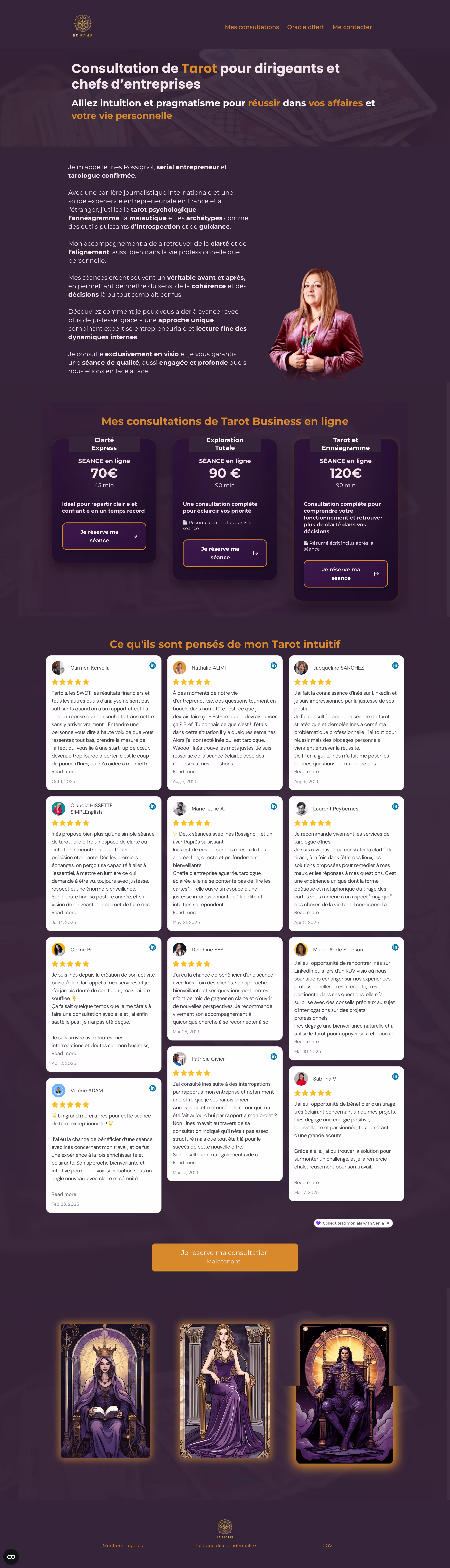 Page de vente Ines Tarologue