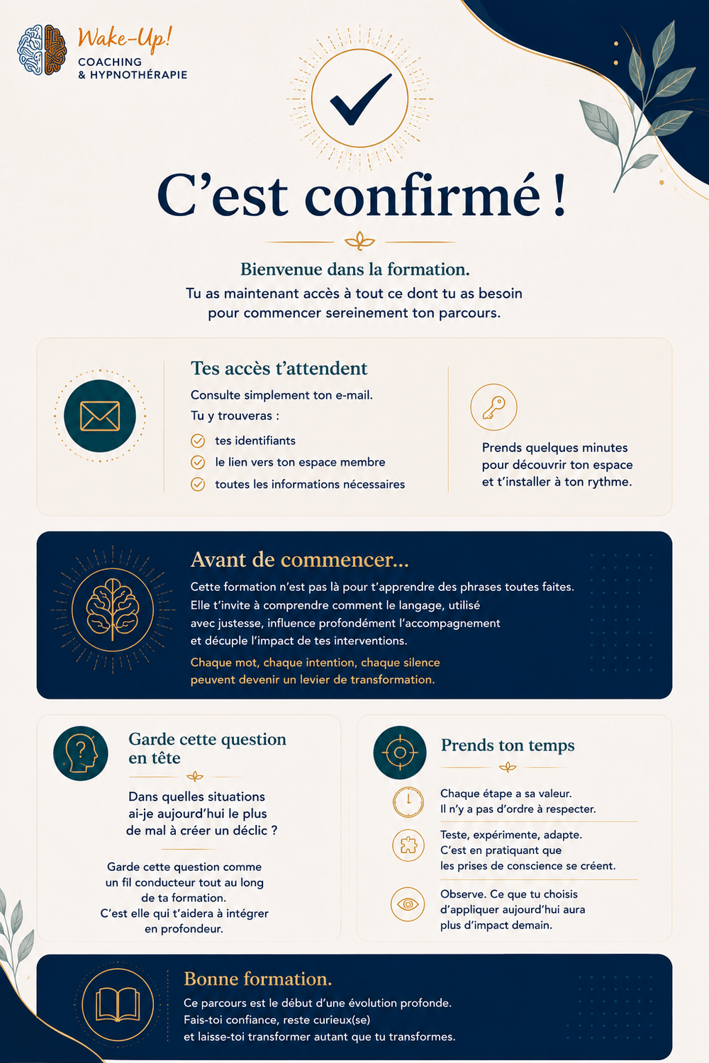 C'est confirmé — bienvenue dans la formation
