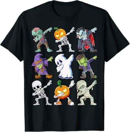 Dabbing Halloween Boys Skeleton Zombie Scary Pumpkin Mummy T-Shirt.