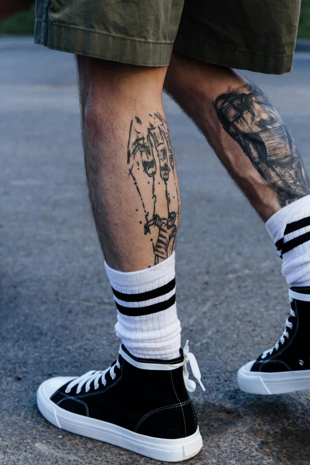  Man Wearing High-Top Sneakers