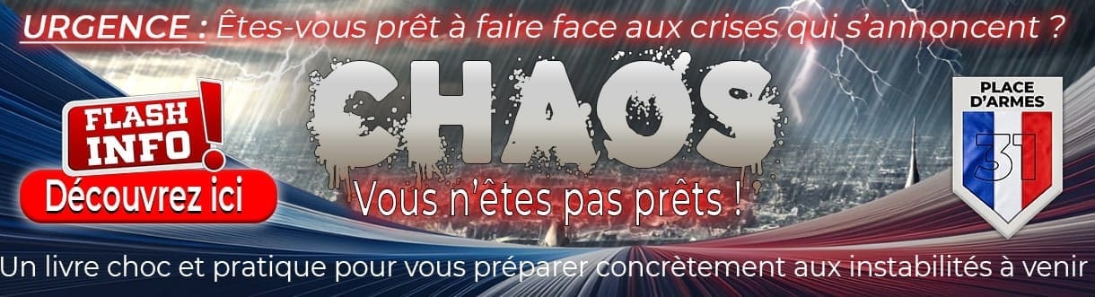 Bannière promotionnelle du livre CHAOS - Vous n’êtes pas prêts ! Un livre choc pour faire face aux crises