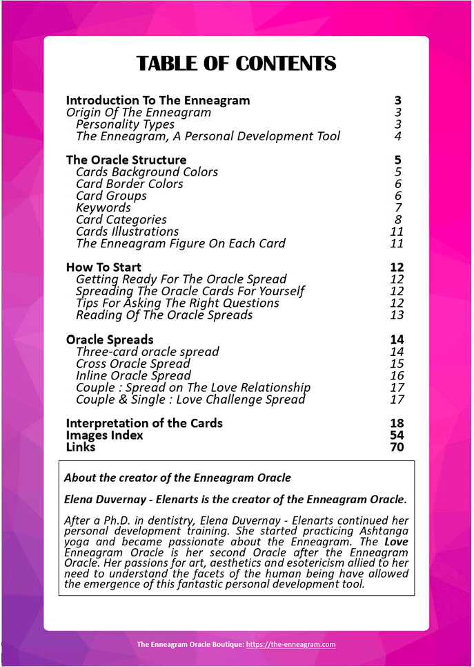 Digital Booklet of The Love Enneagram Oracle