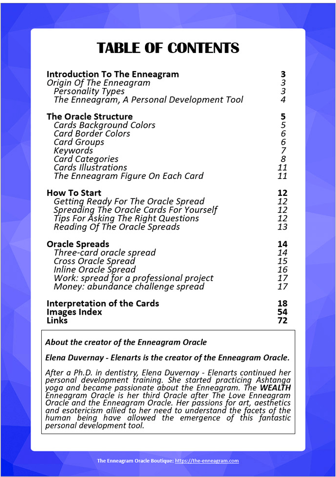 Digital Booklet of The Wealth Enneagram Oracle