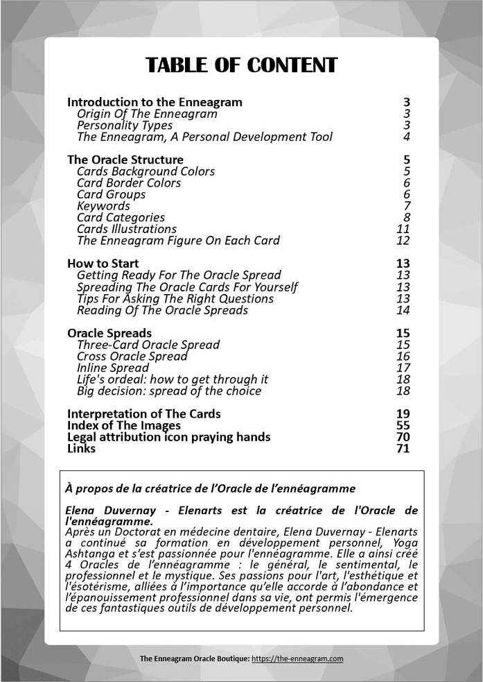 Digital Booklet of The Mystical Enneagram Oracle