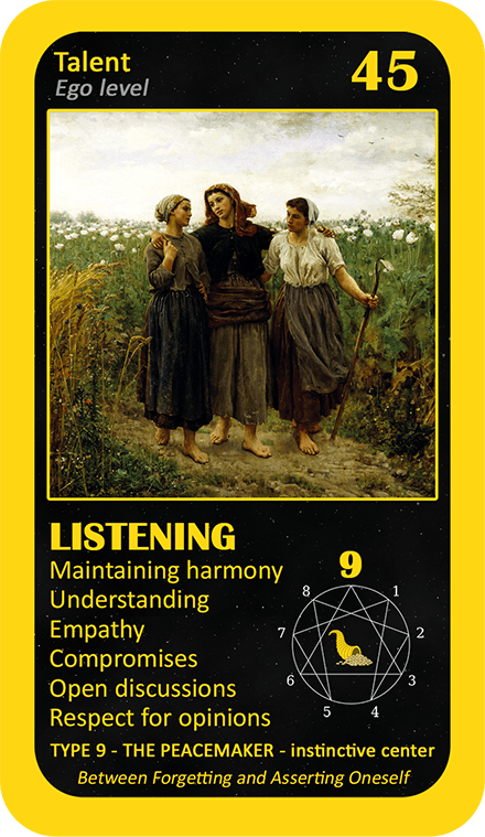 The Wealth Enneagram Oracle: card 45 Listening