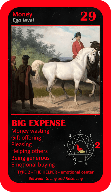 The Wealth Enneagram Oracle: card 29 Big Expense
