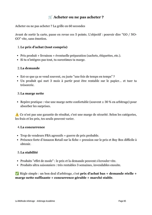 Extrait du guide, page 85 : Décider avant d’acheter