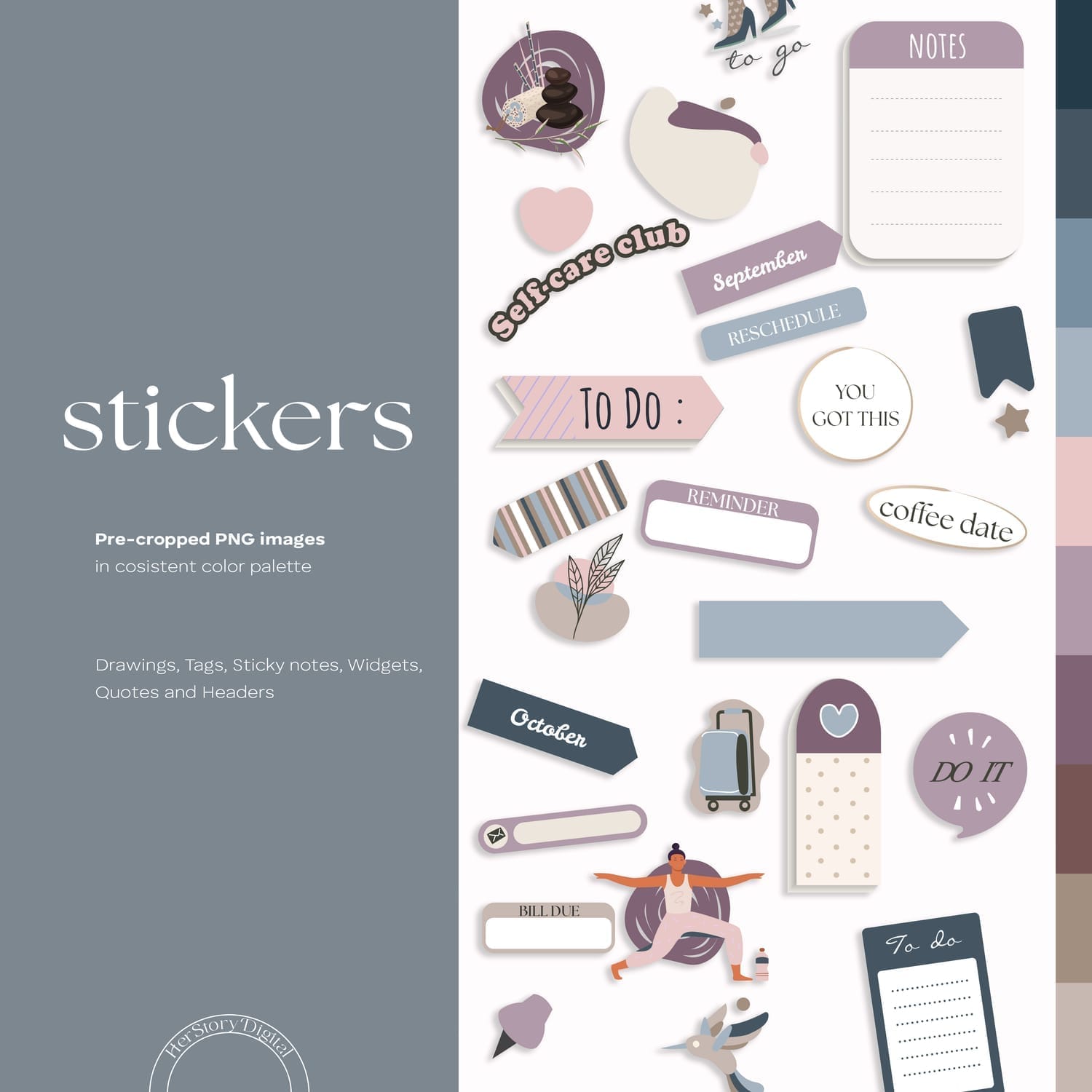 Sticker collection for 2025 dated digital planner by HerStoryDigital
