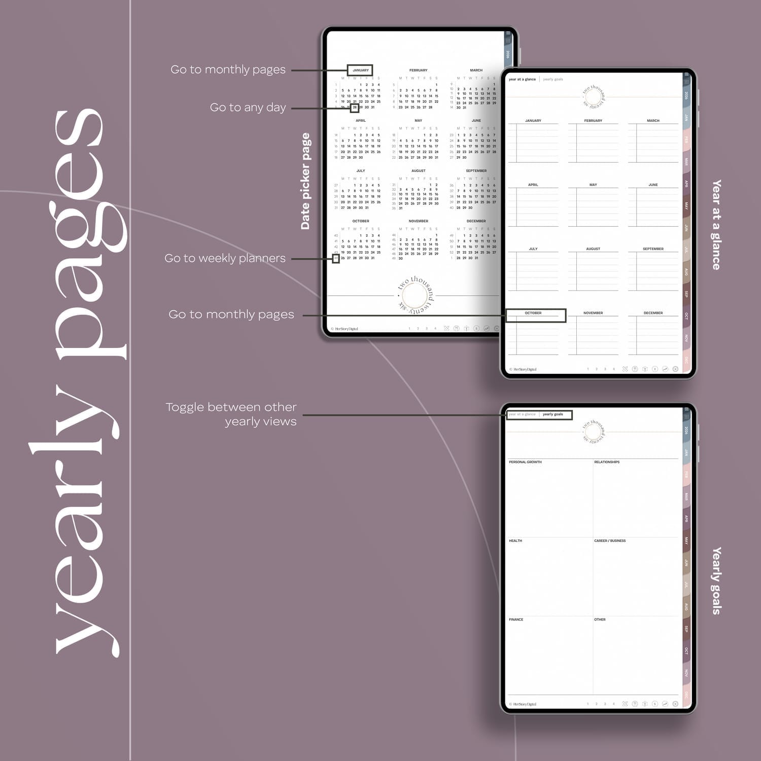2025 digital planner yearly planning pages by HerStoryDigital