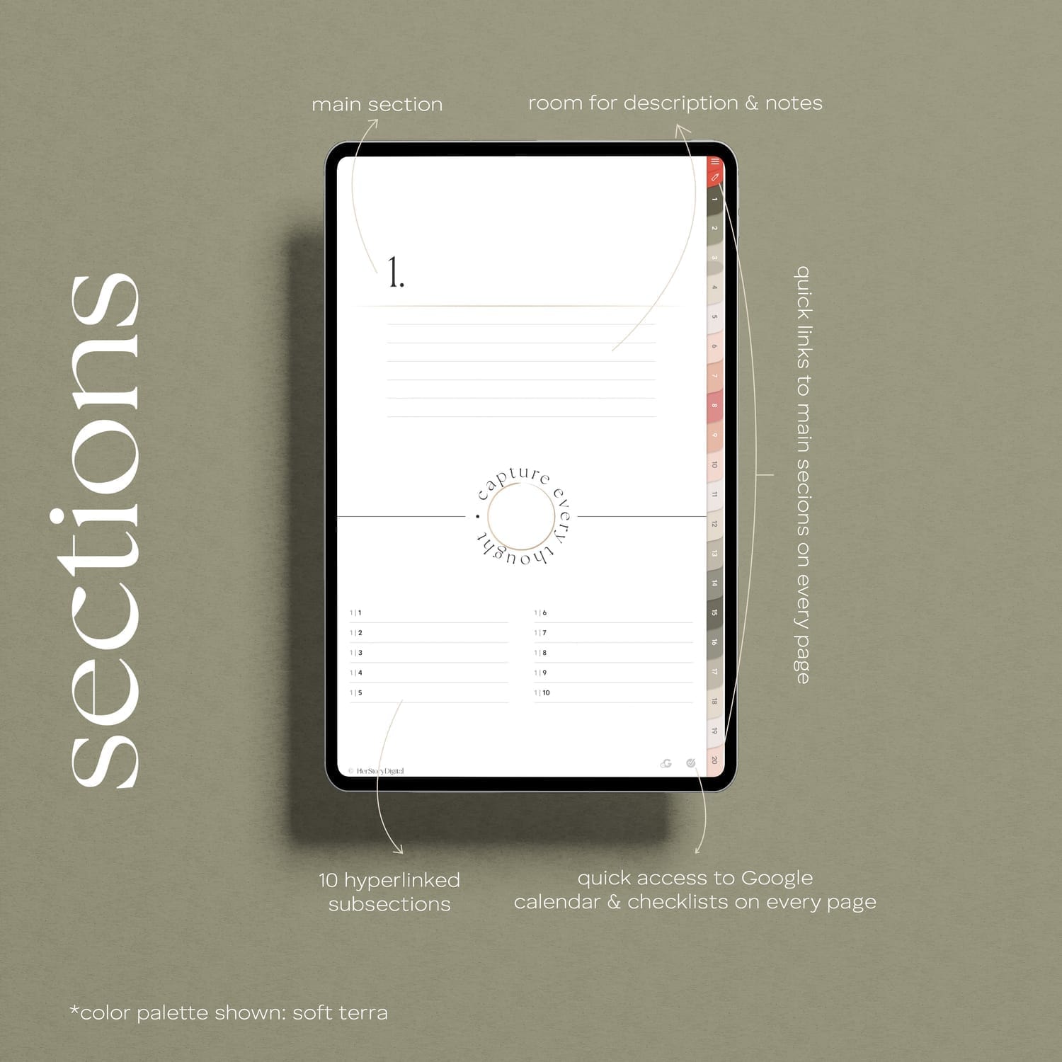 Dated 2025 GoodNotes planner monthly pages by HerStoryDigital