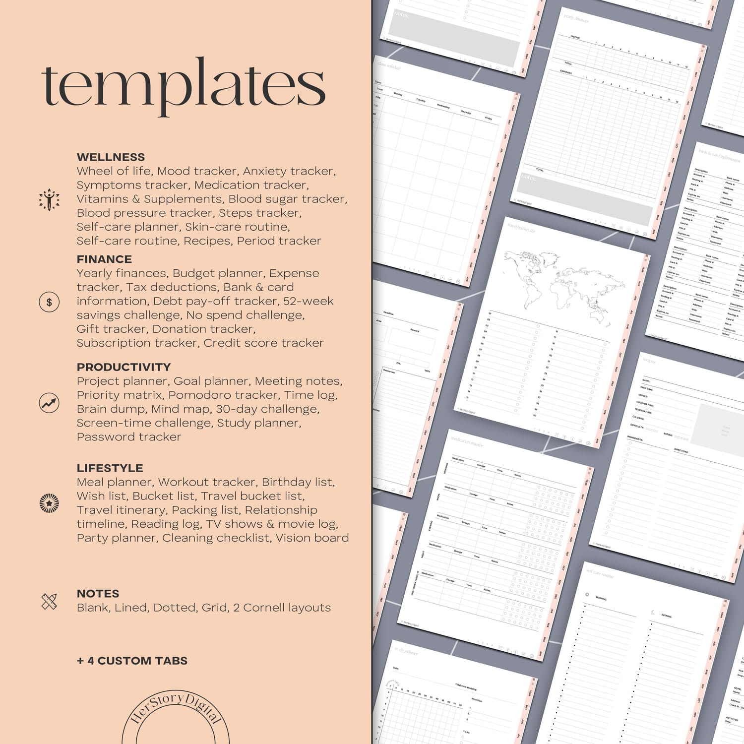 2025 Planner Peace Digital Planner Templates by HerStoryDigital