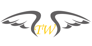 Angel wings with the initials TW representing Tammy Watz Divine Messenger