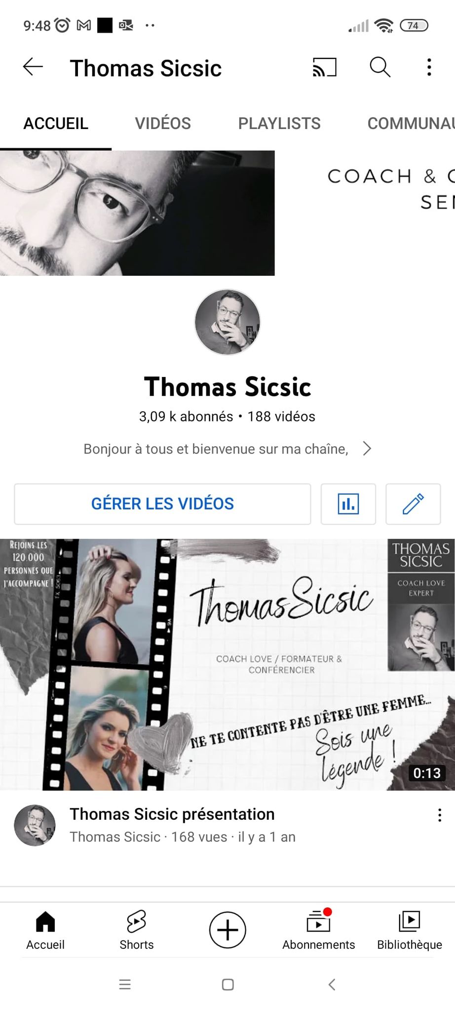 Chaine Youtube Thomas SICSIC COACH en amour conseiller sentimental Love coach