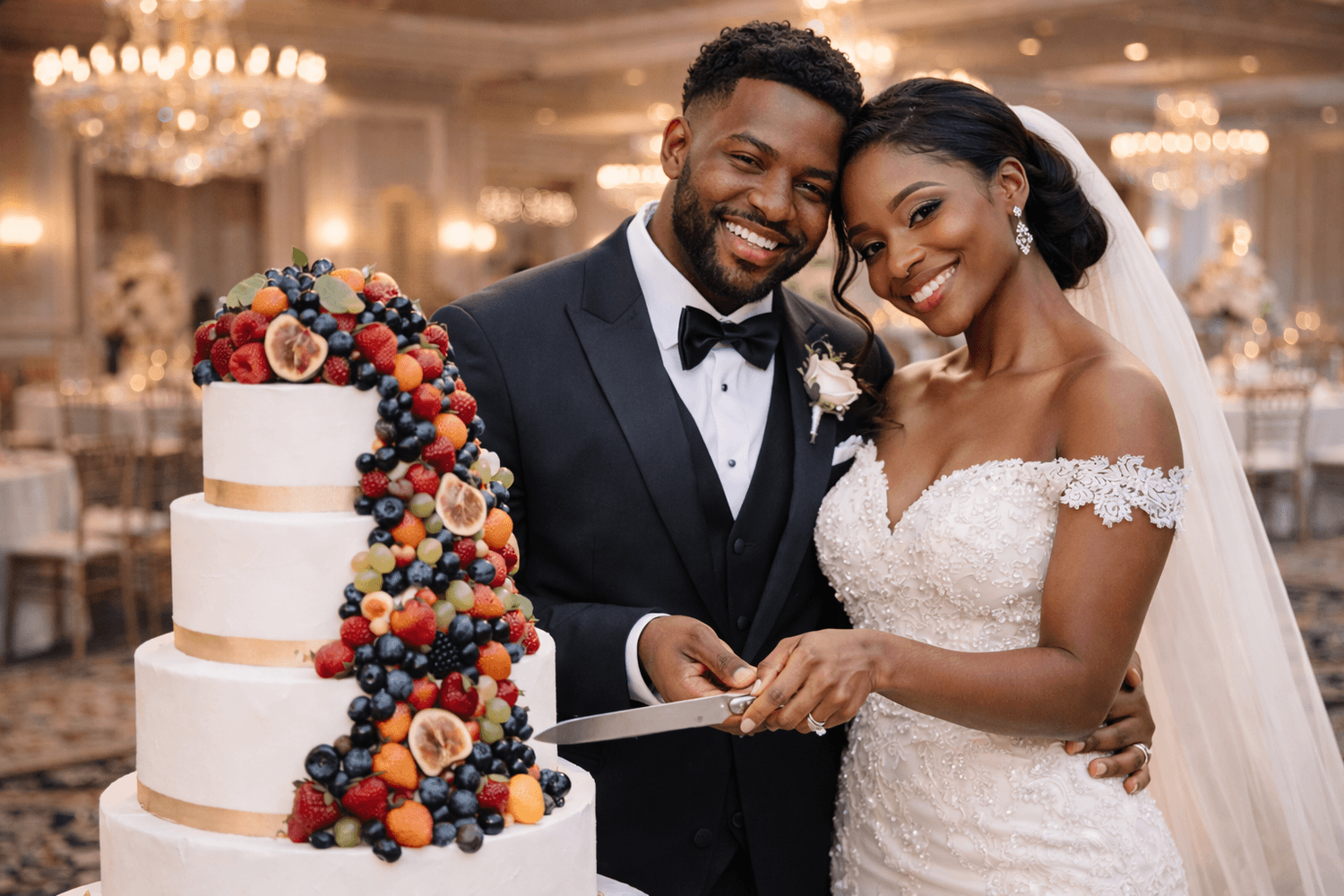 couple mariés decoupe gateau de mariage