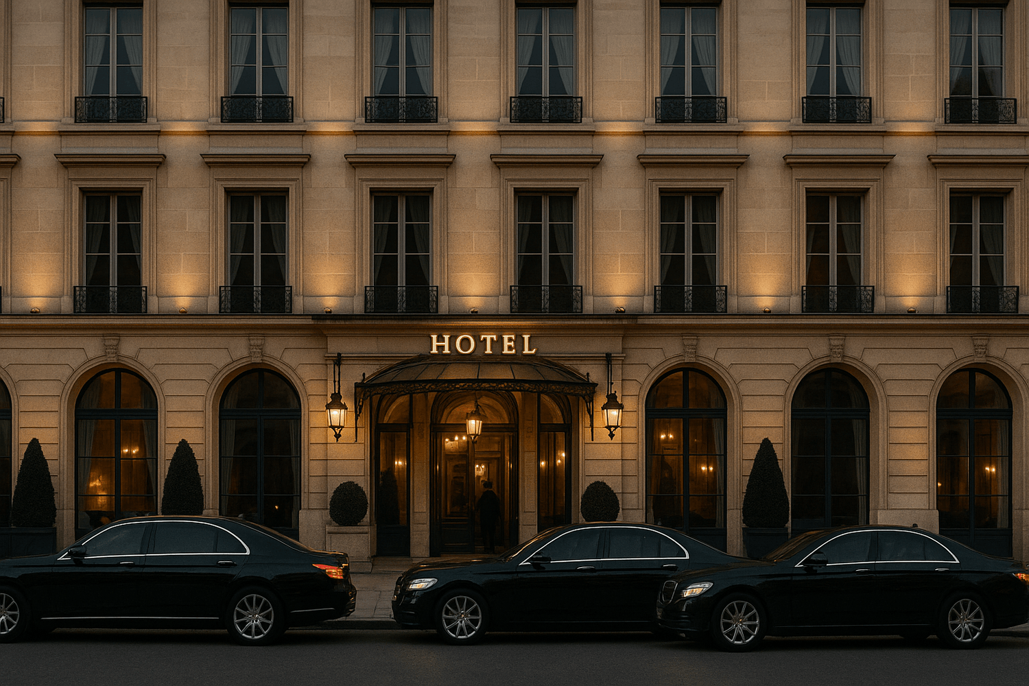 Hôtel luxueux avec limousines - réunion secrète