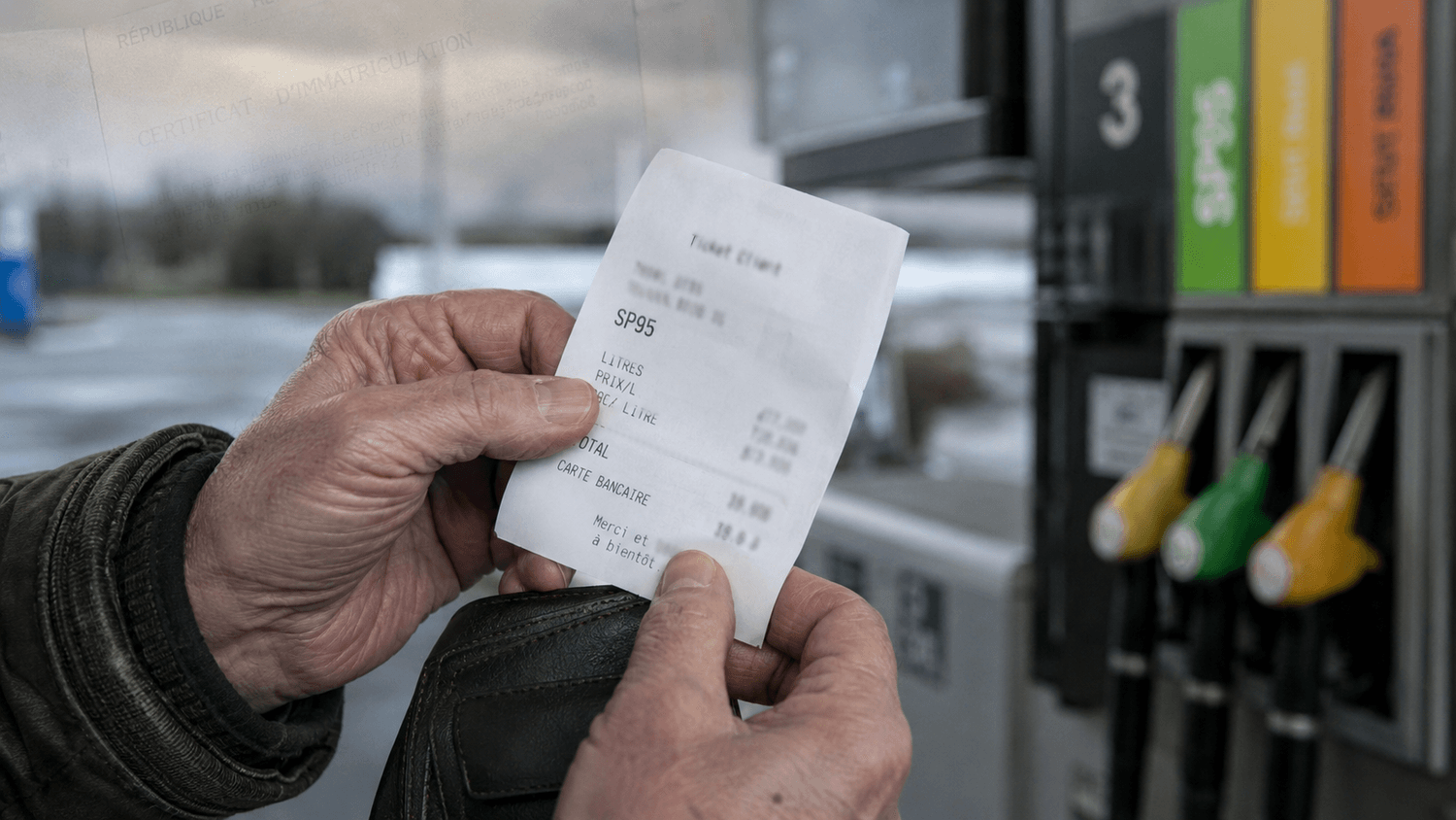 Ticket de caisse à la pompe — SP95