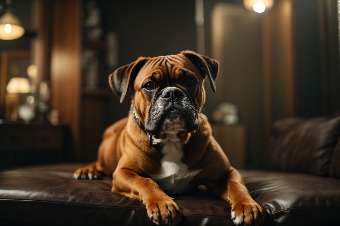 Boxer couché sur un canapé