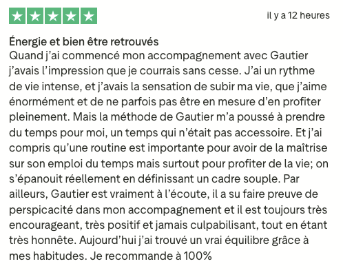 Avis 5 étoiles de Céline (capture d'écran)