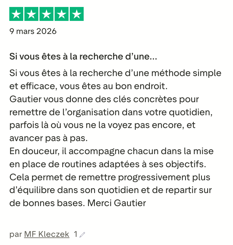 Avis 5 étoiles de Nathalia (capture d'écran)