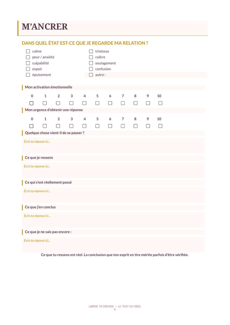 Aperçu d’une page d’ancrage du workbook
