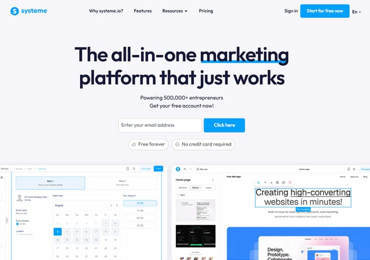 Systeme.io Homepage