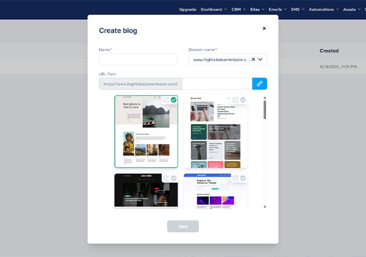 Create a free blog on Systeme.io