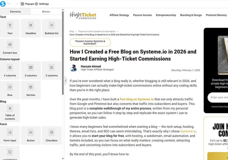 Writing blog post on Systeme.io