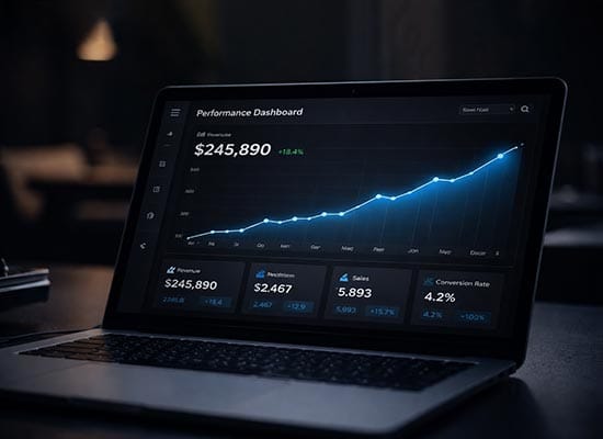 Performance dashboard on a laptop