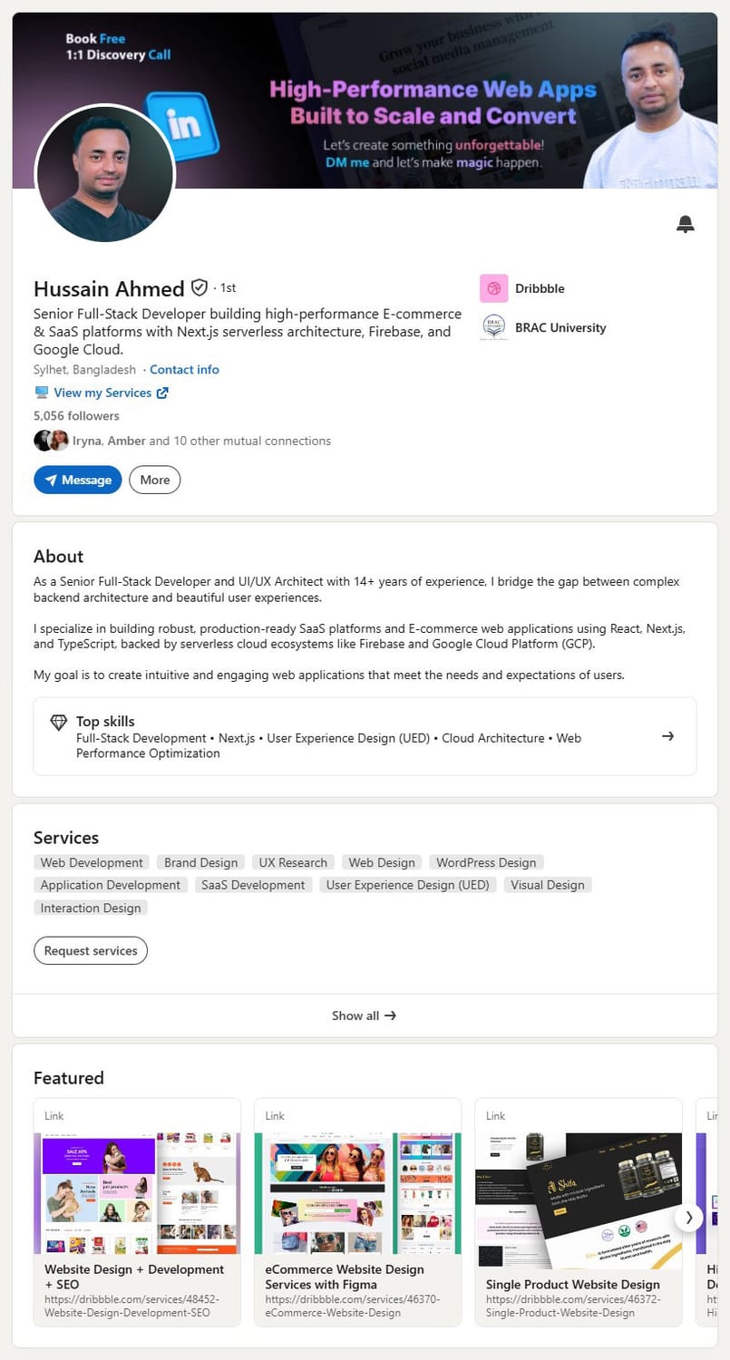 LinkedIn Profile Revamp Hussain
