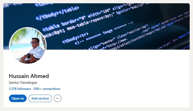 LinkedIn Profile Before Hussain