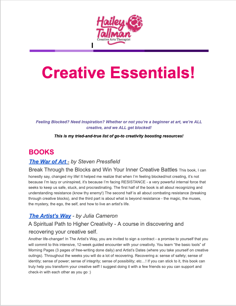 Free Creative Essentials List