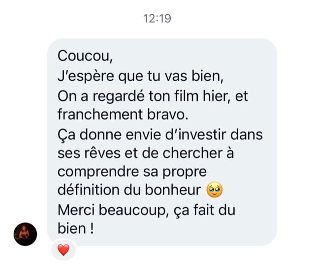 Message reçu : ça donne envie d'investir dans ses rêves