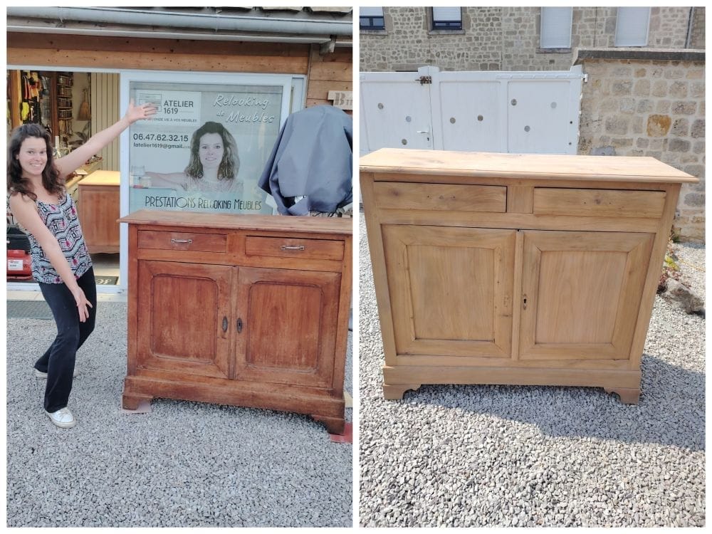 meuble relooké en bleu vif et orange contemporain