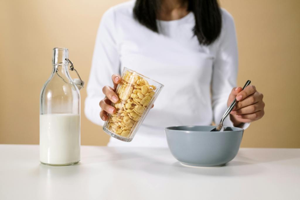 fortified milk and cereals