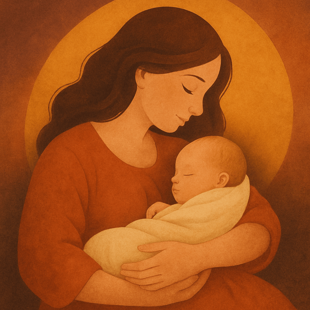 Mère et nouveau-né après un accouchement naturel dans une ambiance calme et intime