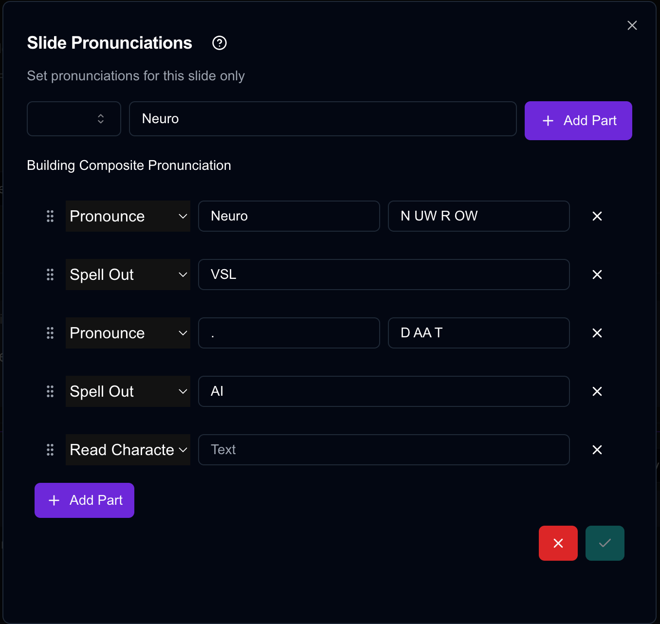 Global and Slide Pronunciation