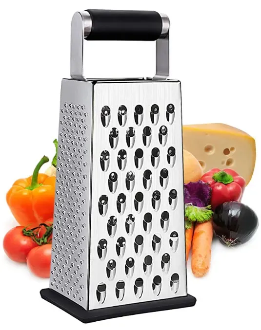 Kaishun Cheese Grater, 4-Sided Box Grater for Cheese, Vegetable & Fruit