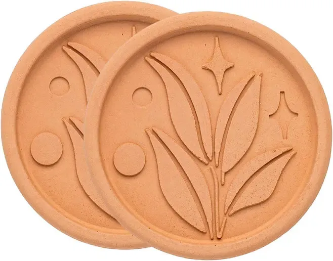 Goodful Brown Sugar Saver and Softener Disc with Elegant Leaf Design, Multiple Uses for Food Storage Containers, Reusable and Food Safe, Terracotta, 2 Pack
